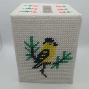 Handmade Needle Point  Crochet Bird Pattern Tissue Box Cover‎